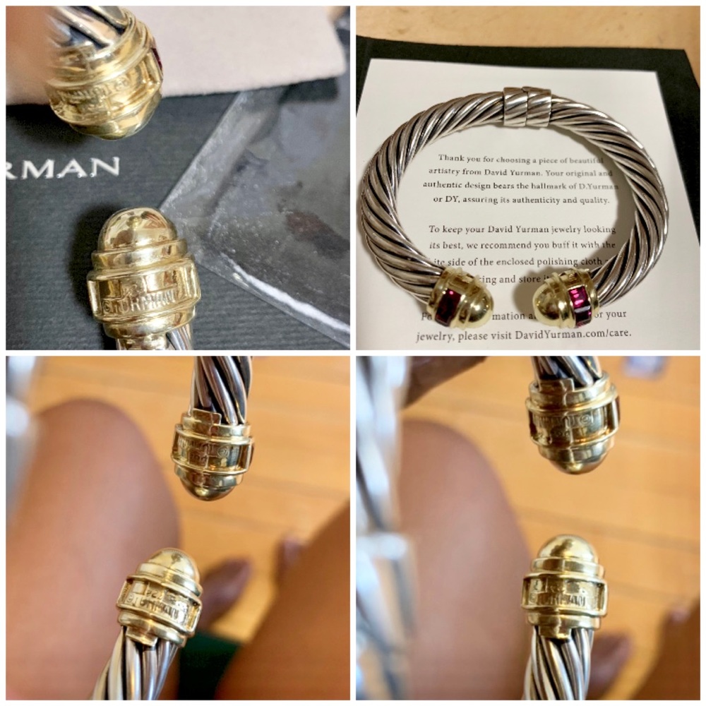 💯🦄 DY RENAISSANCE 14K Dome /Ruby Hinged Bracelet - Picture 7 of 9